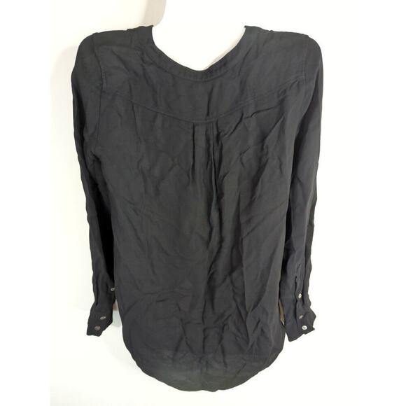 J.‎ Crew Black Viscose Long Sleeve Half Button Long Sleeve Shirt Women's Small - Picture 5 of 10
